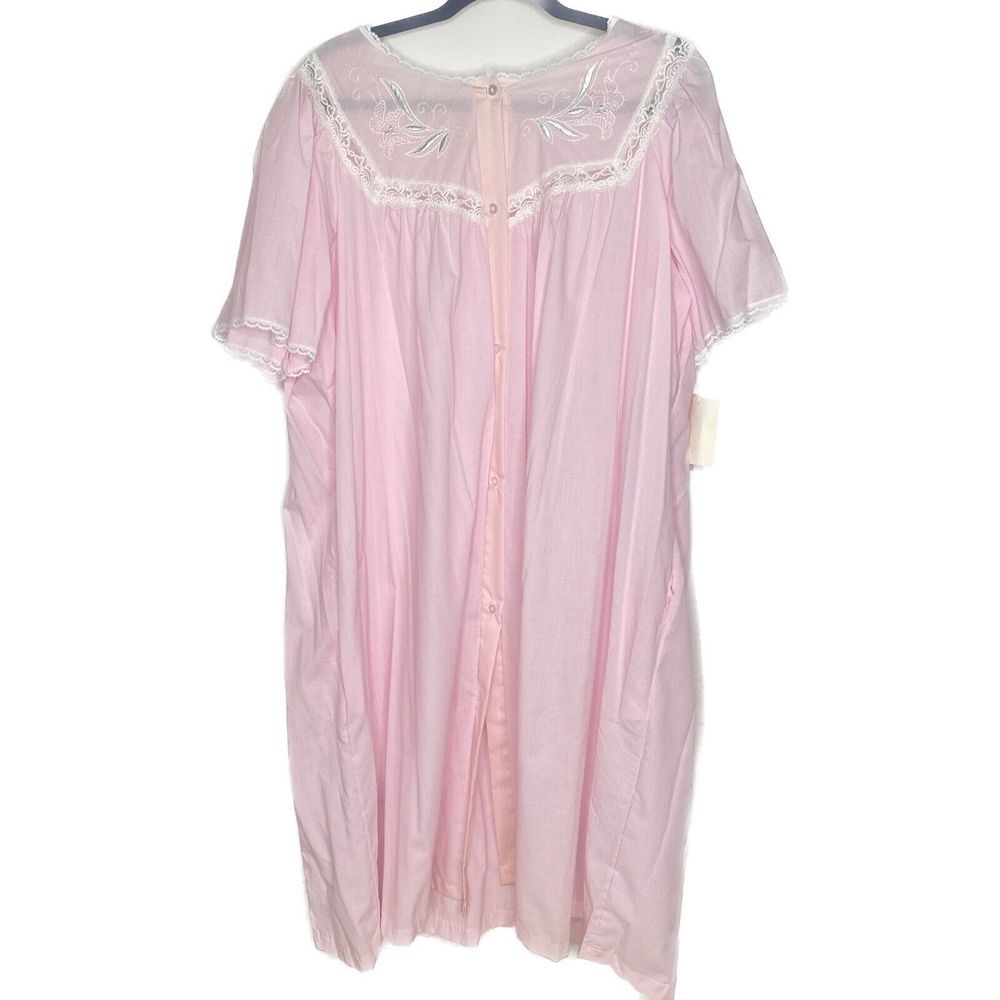 Carole VTG Gown and Robe Plus SZ 2X‎ Pink Lacy Lightweight Cotton Polyester NWT